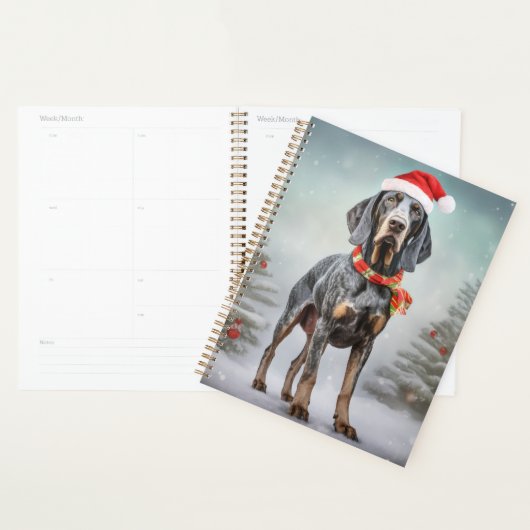 Chien Bluetick Coonhound dans la neige de Noël (Devant avec enveloppe)