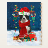 Chien Border Collie avec des cadeaux de Noël (Dos)