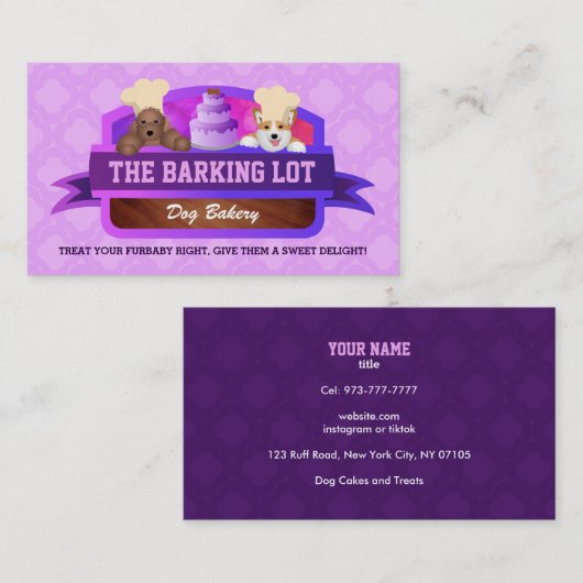 Chien boulangerie Chien gâteaux cartes de visite (Devant / Derrière)