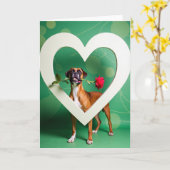 Chien Boxer avec carte rose (Fleur jaune)