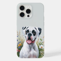 Chien Boxer et Fleurs Sauvages