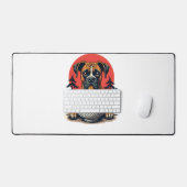 Chien Boxer Vintage Mangeant Ramen Coucher de Sole (Clavier et souris)