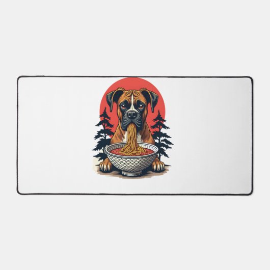 Chien Boxer Vintage Mangeant Ramen Coucher de Sole (Recto)