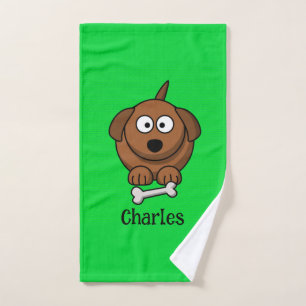 Chien Brown avec os personnalisé sur vert