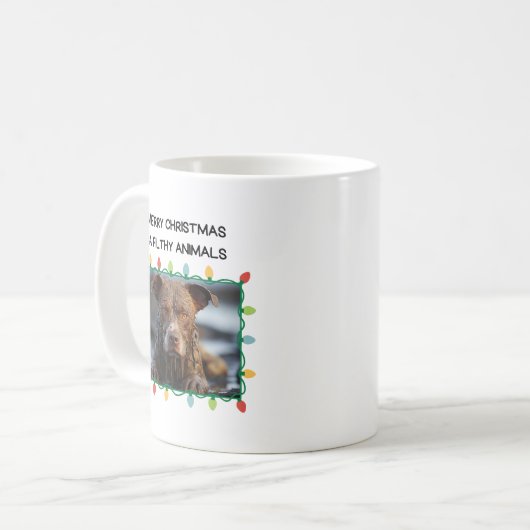 Chien Brown boueux Drôle Mug de Noël (Devant gauche)