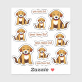 Chien brun, assis - autocollant (Feuille)