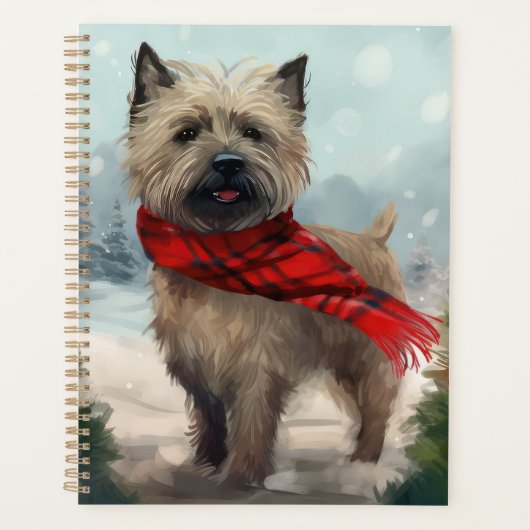 Chien Cairn Terrier dans la neige de Noël (Devant)