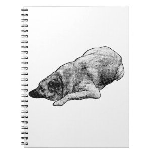 Chien calme pointillé inspire un journal de vacanc