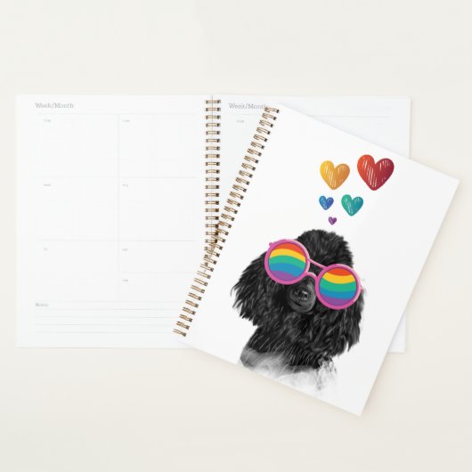 Chien Caniche avec coeurs Saint-Valentin (Devant avec enveloppe)