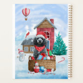 Chien Caniche Dans Maison de Noël enneigée (Dos)