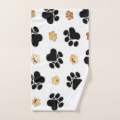 Chien canin noir et tan empreinte de patte blanc (Serviette à main)