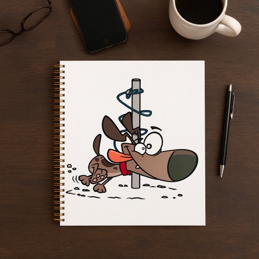 Chien caricaturé serré autour d'un pôle avec des f