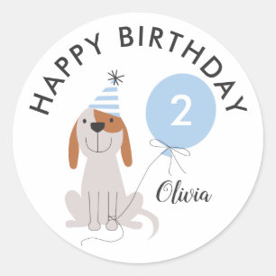 Chien Chien Bleu Joyeux Anniversaire Sticker