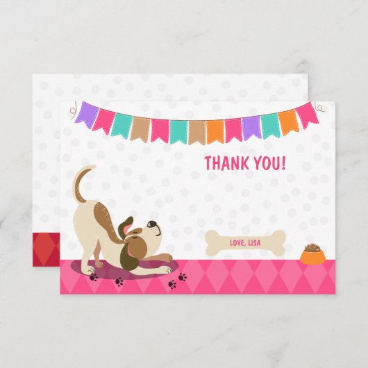 Chien Chien Carte de remerciements Paw-Ty Cravate  (Devant / Derrière)