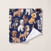 Chien Chien Chien bleu de la marine Design Motif (Gant de toilette)