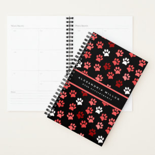 Chien Chien Empreinte de patte Noir & Rose Nom e