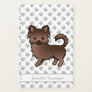 Chien Chihuahua à poil long au chocolat & Texte pe
