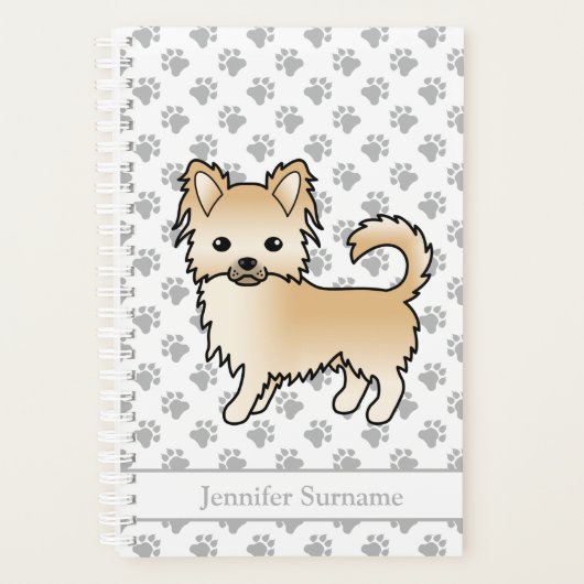 Chien Chihuahua à poil long couleur faon & Texte p (Devant)