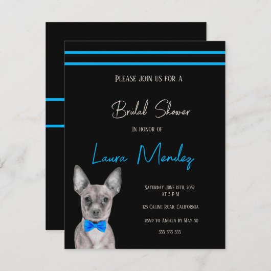 Chien Chihuahua moderne Bridal Shower Invitation (Devant / Derrière)