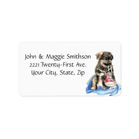 Chien chiot avec Étiquette de adresse de l'art de (Devant)