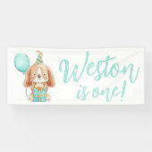 Chien chiot Bannière de fête d'anniversaire (Horizontal)