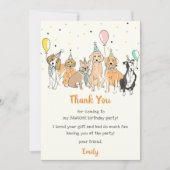 Chien chiot Carte de remerciements fête d'annivers (Devant)