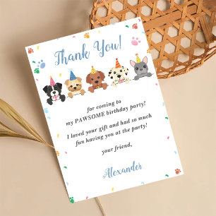 Chien chiot Carte de remerciements fête d'annivers