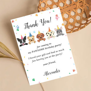 Chien chiot Carte de remerciements fête d'annivers