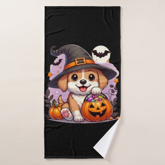 Chien/chiot d'Halloween mignon (Serviette de bain)