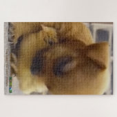 Chien chiot et petit puzzle de poulet. (Horizontal)