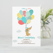 Chien chiot Invitation Anniversaire Ballons Garçon (Debout devant)