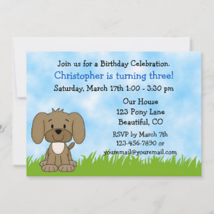 Chien chiot Invitation d'anniversaire pour garçons