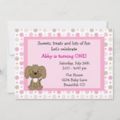 Chien chiot mignon 1er anniversaire Invitation pou (Devant)