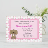 Chien chiot mignon 1er anniversaire Invitation pou (Debout devant)