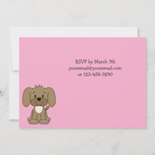 Chien chiot mignon 1er anniversaire Invitation pou (Dos)