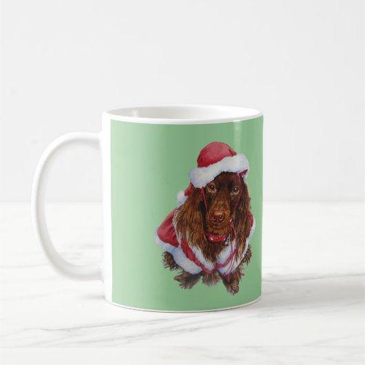 Chien chiot mignon habillé pour noël mug (Gauche)