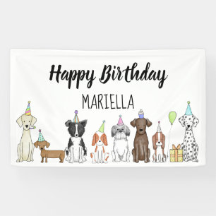 Chien chiot Petite fille Anniversaire bannière de 