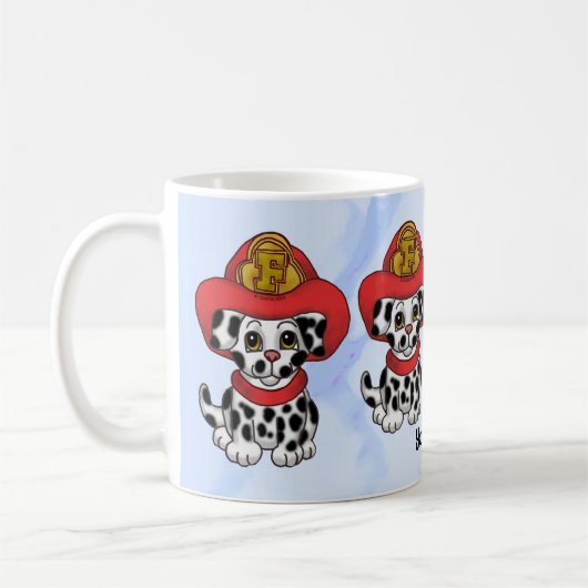 Chien chiot Pompier mugs (Gauche)