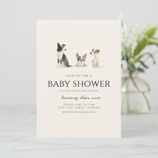 Chien Chiot Thème Baby shower Invitation (Debout devant)