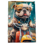 Chien cool conduisant un sac cadeau de moto (Devant)