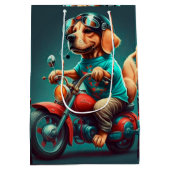 Chien cool conduisant un sac cadeau de moto (Dos)