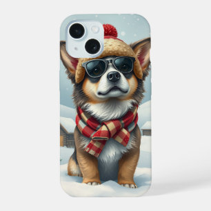 Chien cool dans l'attirail hivernal et Casquette d
