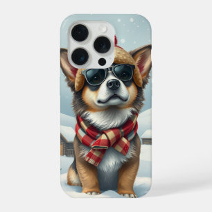 Chien cool en tenue d'hiver preppy et chapeau