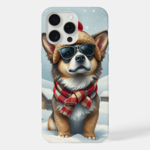Chien cool en tenue d'hiver preppy et chapeau