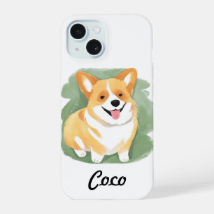 Chien Corgi Nom personnalisé aquarelle mignonne