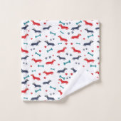 Chien Dachshund Doxines colorées et pattes (Gant de toilette)