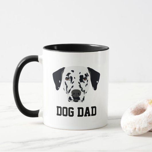 Chien Dalmatien tacheté Noir Papa Mug (Avec donut)
