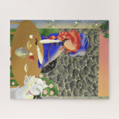 Chien & Dame dans Café Déjeuner Jigsaw Puzzle (Horizontal)