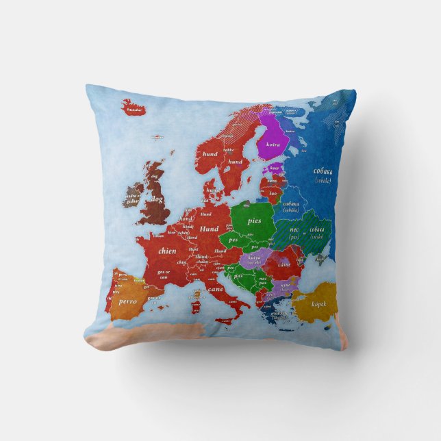 Chien dans le coussin européen de langues (Recto)