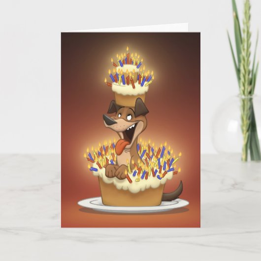Chien dans une carte de gâteau (intérieur vide) (Devant)